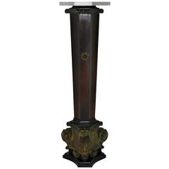 Art Deco Mahogany and Bronze Marble Top Pedestal 6