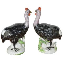 Pair of Staffordshire Guinea Fowl