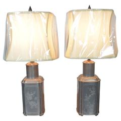 Pair of Chinese Pewter Lamps 8