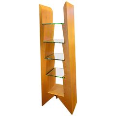 Modern Birdseye Maple and Glass Bookcase 3