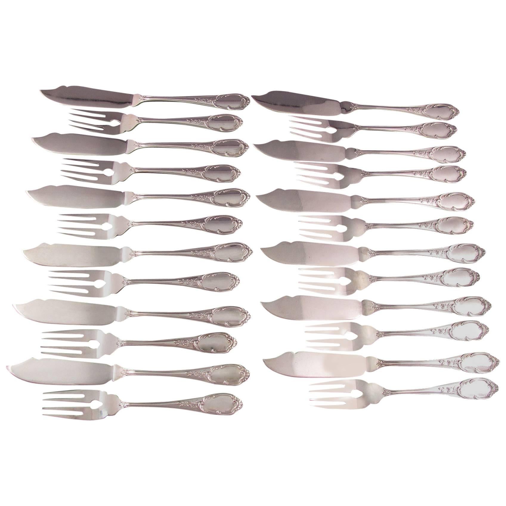 Italian .800 Silver Fish Service For Sale