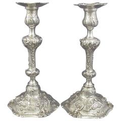 Pair of Rococo Silver Candlesticks