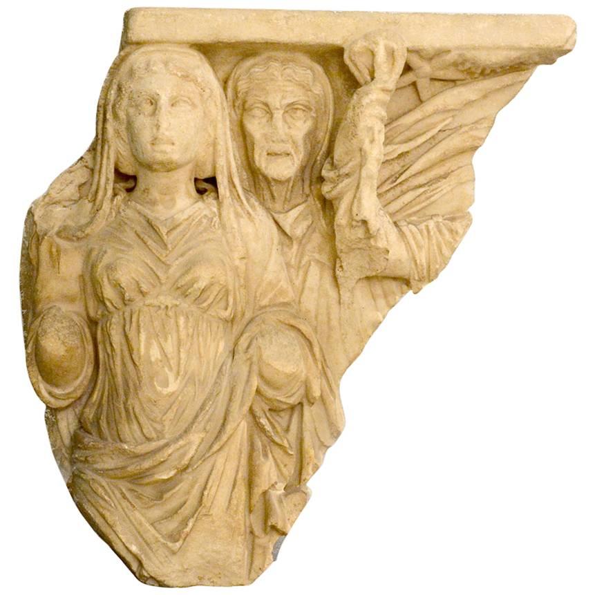 Roman Marble Relief from a Mythological Sarcophagus For Sale