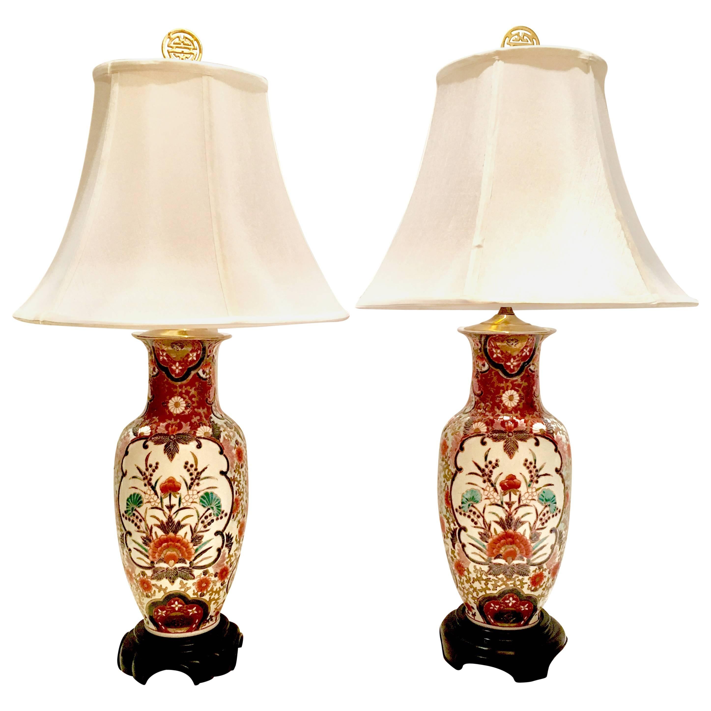 Pair of HandPainted Porcelain Imari Vase Table Lamps at 1stDibs