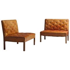 Kaare Klint Two Addition Sofa's in Original Cognac Leather