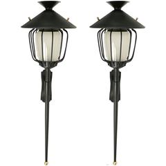 1960s, Maison Honoré Large Pair of Flares Sconces 10