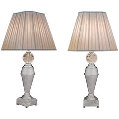 Rock Crystal Art Deco Pair of Lamps by Alexandre Vossion 3