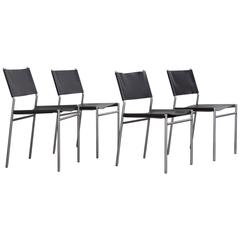 1960, Martin Visser, Set Chairs SE 06 in Black Leather by Spectrum Holland