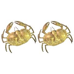 Pair of Brass "Crab" Wall Lamps Signed P. Mas-Rossi