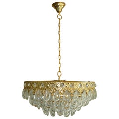 Teardrop Crystal Glass Chandelier by Palwa, circa 1970s