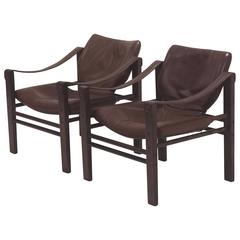 Pair of Safari Chair Lounge Chairs by Maurice Burke for Arkana, 1960s