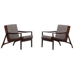 Brazilian Pair of Lounge Chairs in Jacaranda * NEW UPHOLSTERY * 2