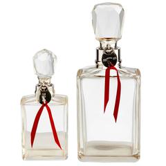 Two Superb Quality Novelty Silver Mounted Spirit Decanters with Padlocks