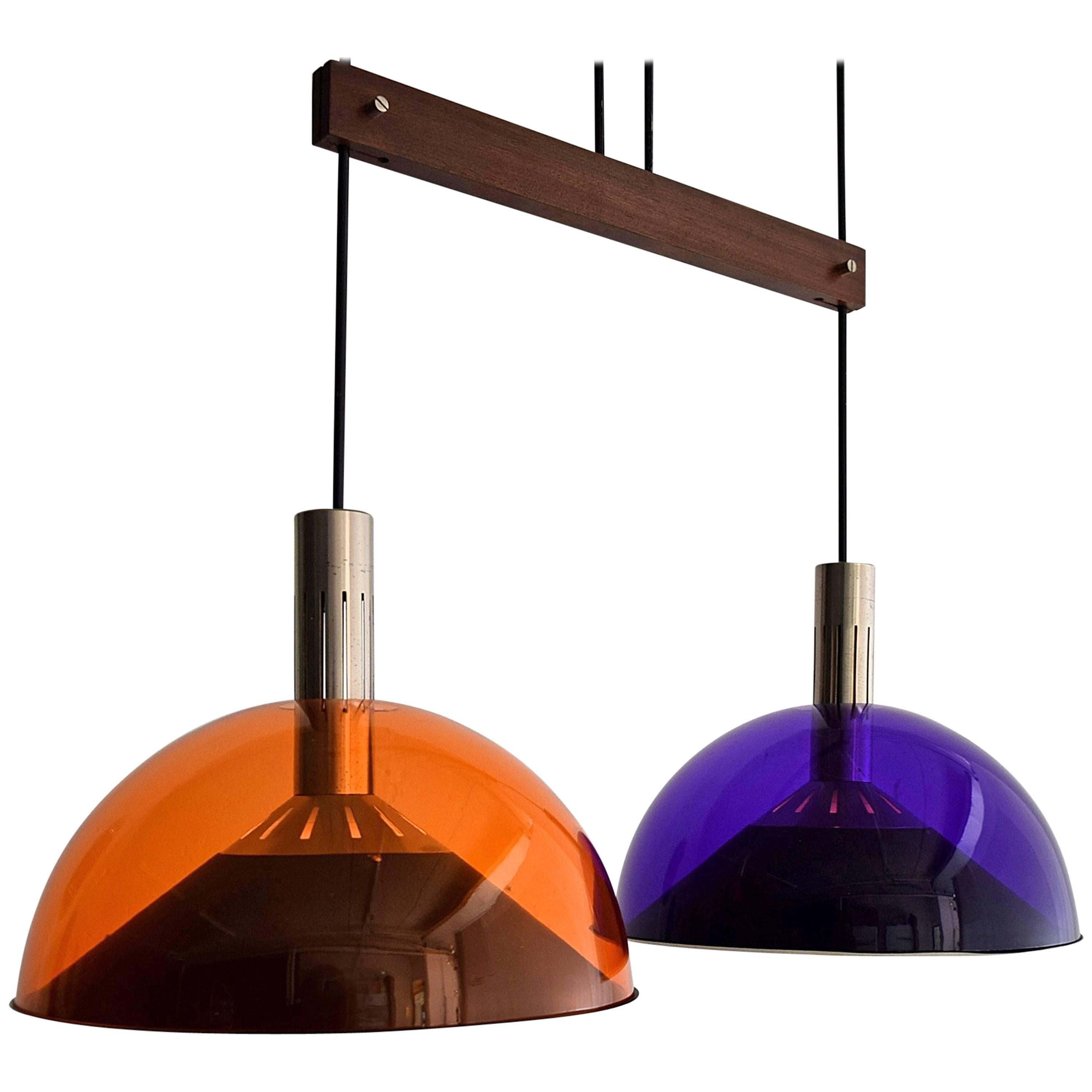 Stilnovo Mid century Modern Purple and Orange Ceiling Lamp