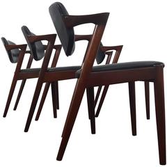 Kai Kristiansen Model 42 Rosewood Frame Dining Chairs for Schou Andersen, 1960