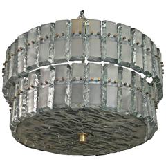 Particular Ceiling Lamp of Murano Glass in the Manner of Fontana Arte