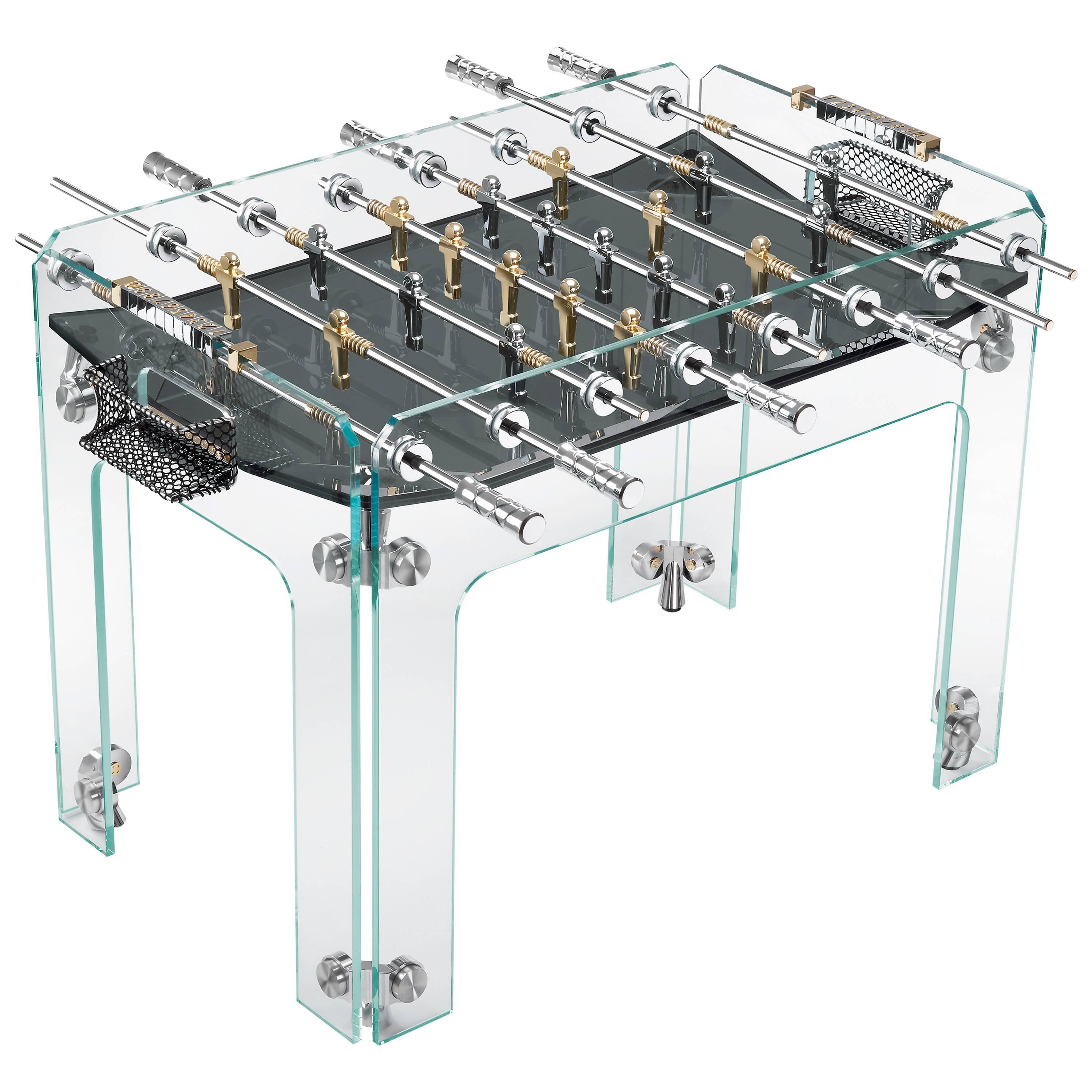 Cristallino Gold Limited Edition Foosball Table with Black Field by Teckell For Sale