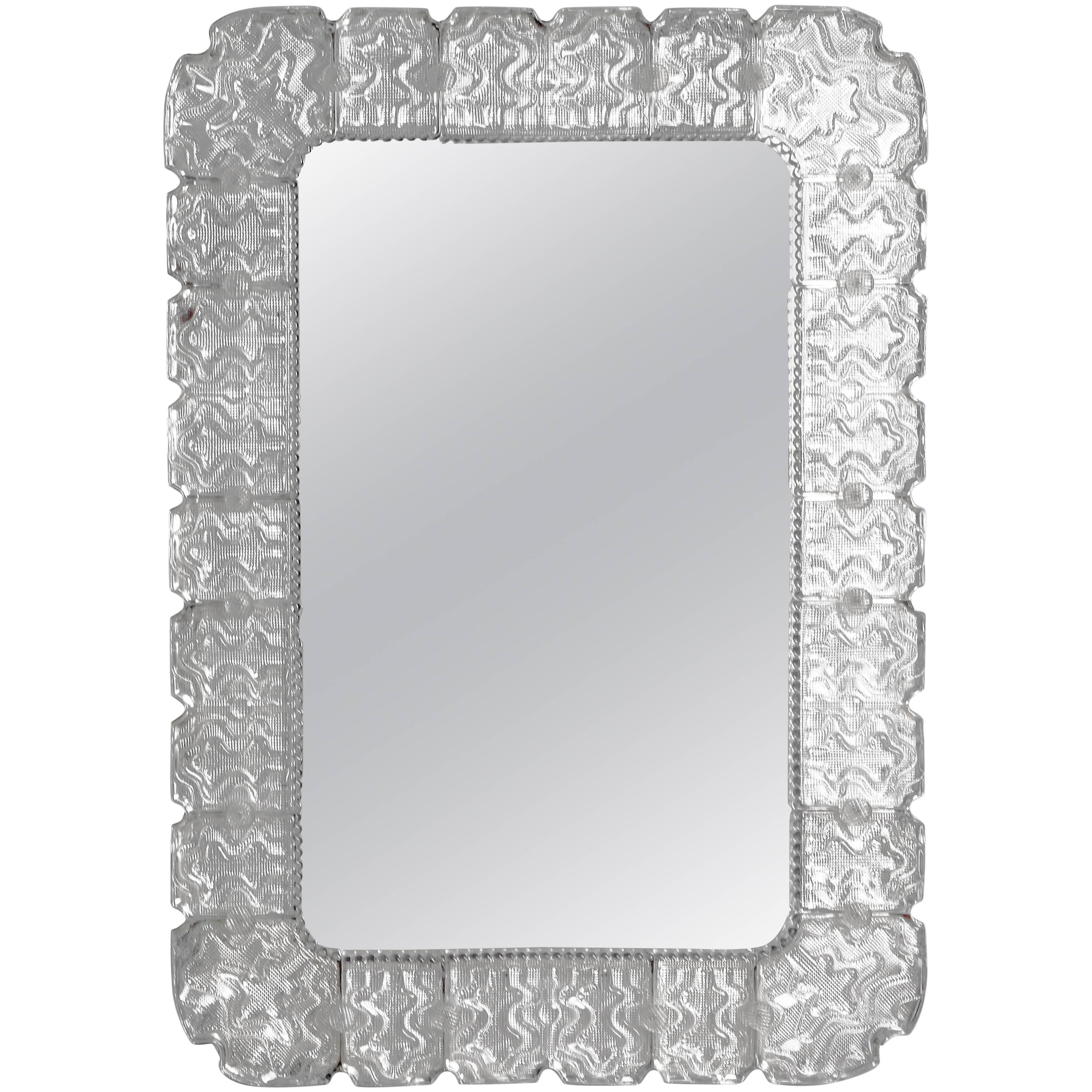 Swedish Modern Glass Mirror by Carl Fagerlund for Orrefors