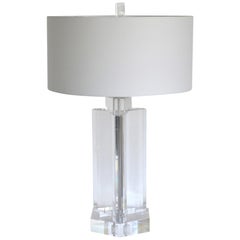 Midcentury Stunning Geometric Form Lucite Table Lamp