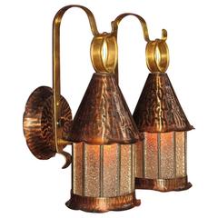 Vintage Copper and Brass Porch Lights, 1940s-1950s