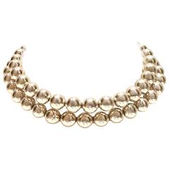 Vintage Sterling Silver Classic Bead Necklace