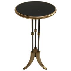 Leather Top Italian Wine Table Bronze and Brass, 1970s