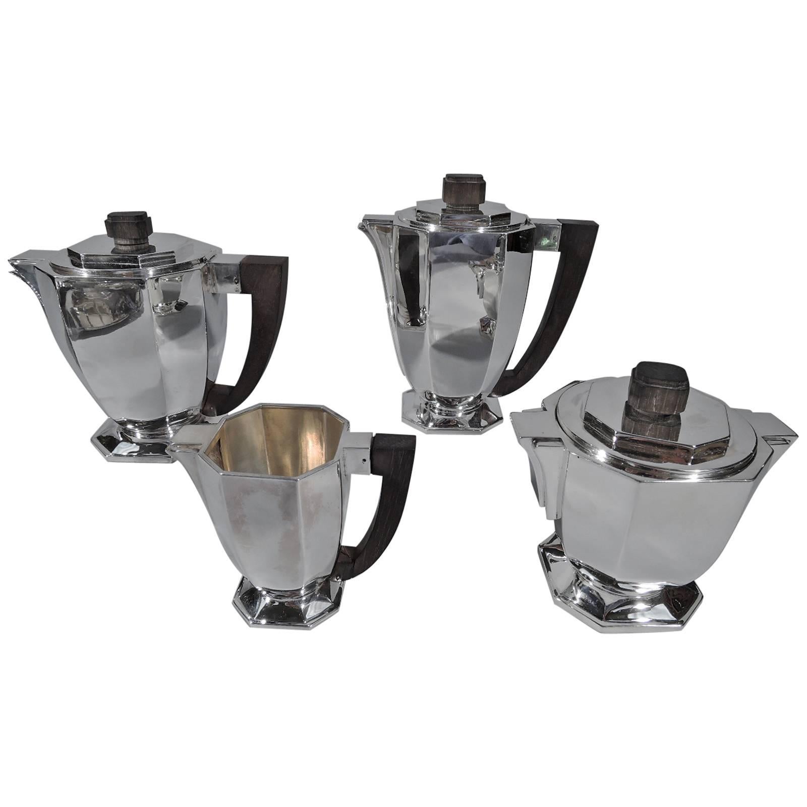 French Art Deco Silver Coffee and Tea Set
