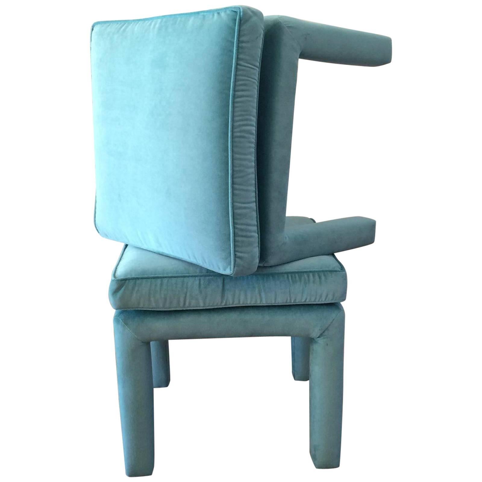 Pair of Aqua Velvet Parsons Stools