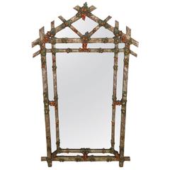 Vintage Venetian Style Silver Gilt Paint Decorated Mirror