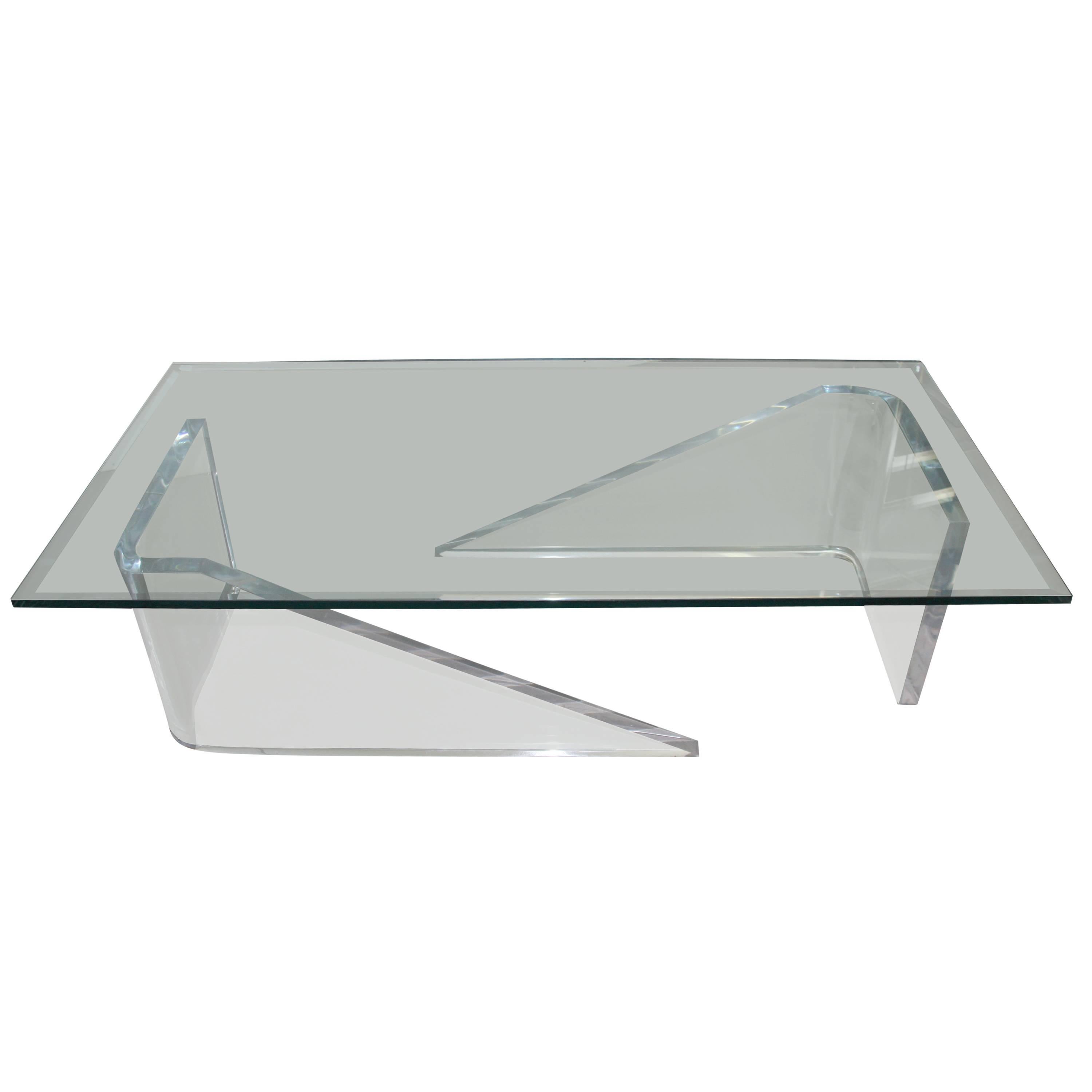 Interesting Lucite and Glass Cocktail Coffee Table