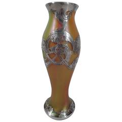 Rainbow Art Glass Vase with Silver Overlay by La Pierre 8