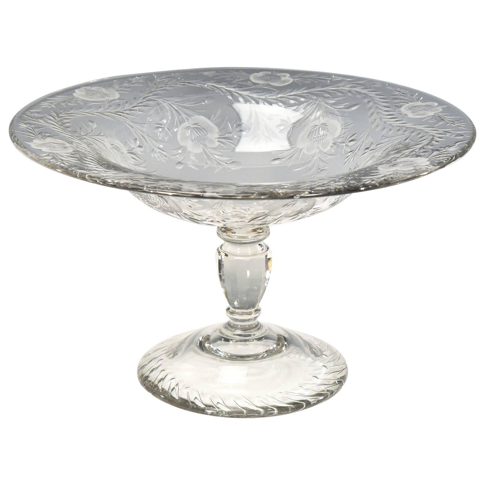 Thomas Webb Monumental Wheel Cut Crystal Footed Centerpiece