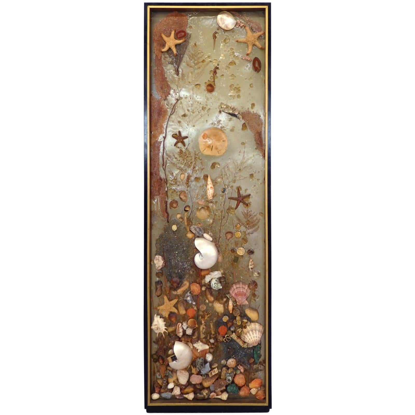 Folk Art Sea Shore Resin Composition Panel