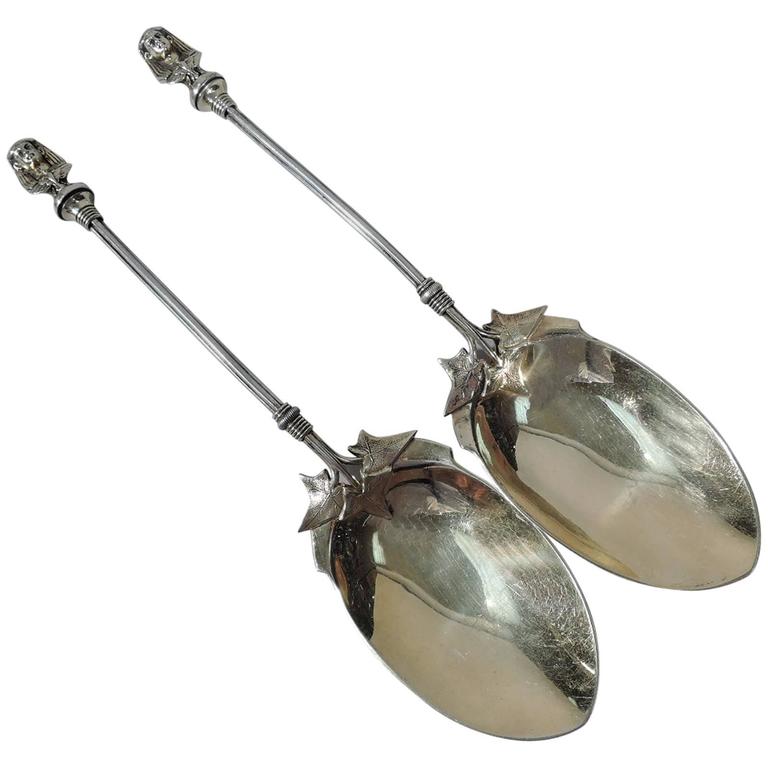Gorham Egyptian Revival Sterling Silver Spoons with Pharaoh’s Mask For