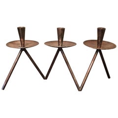 Portacandele danese in ottone placcato argento
