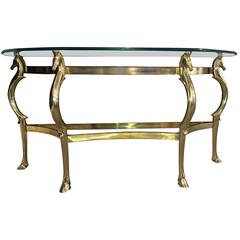 Glamorous Italian Polished Brass Seahorse Console Table