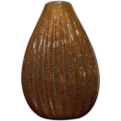 Post Modern Gold Fleck Seguso Murano Glass Vase