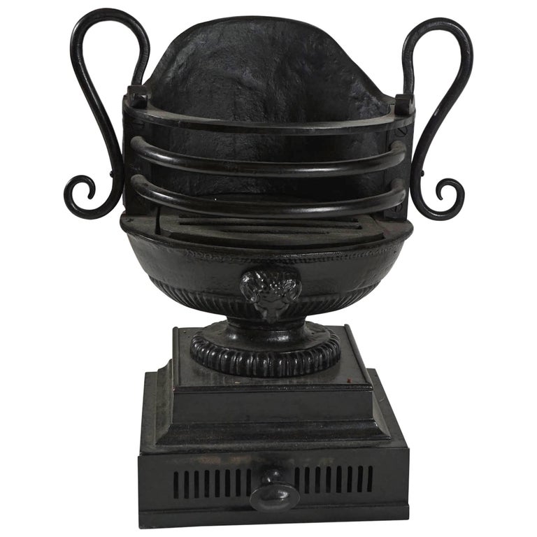 English Regency Style Iron Fireplace Urn Grate Or Basket For Sale