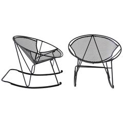 Retro Pair of Salterini Patio Rocking Chairs by Maurizio Tempestini