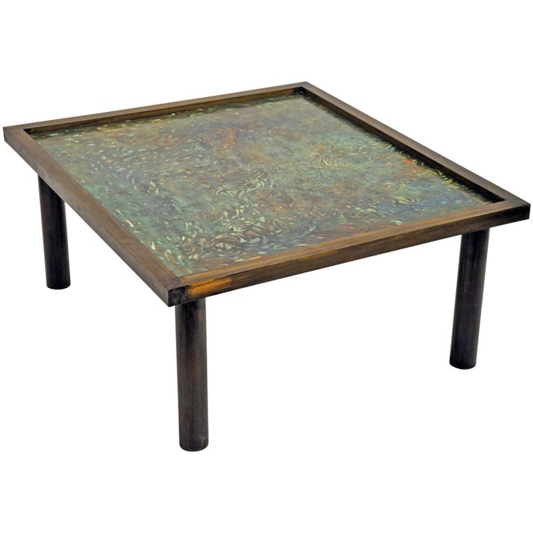 Philip Laverne, Signed Custom, Bronze Table For Sale