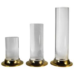 Set of Three Lucite and Brass Candlesticks or Candle Holders, Mid-Century Modern 7