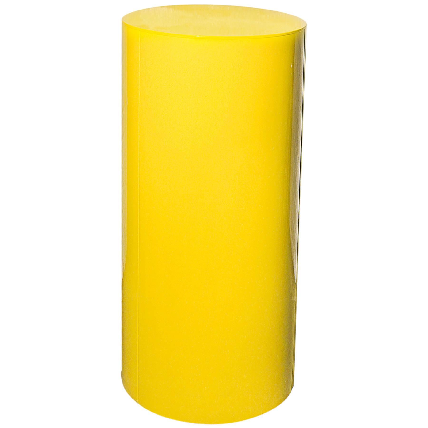 Round Metal Pedestal in Canary Yellow, circa 1970s