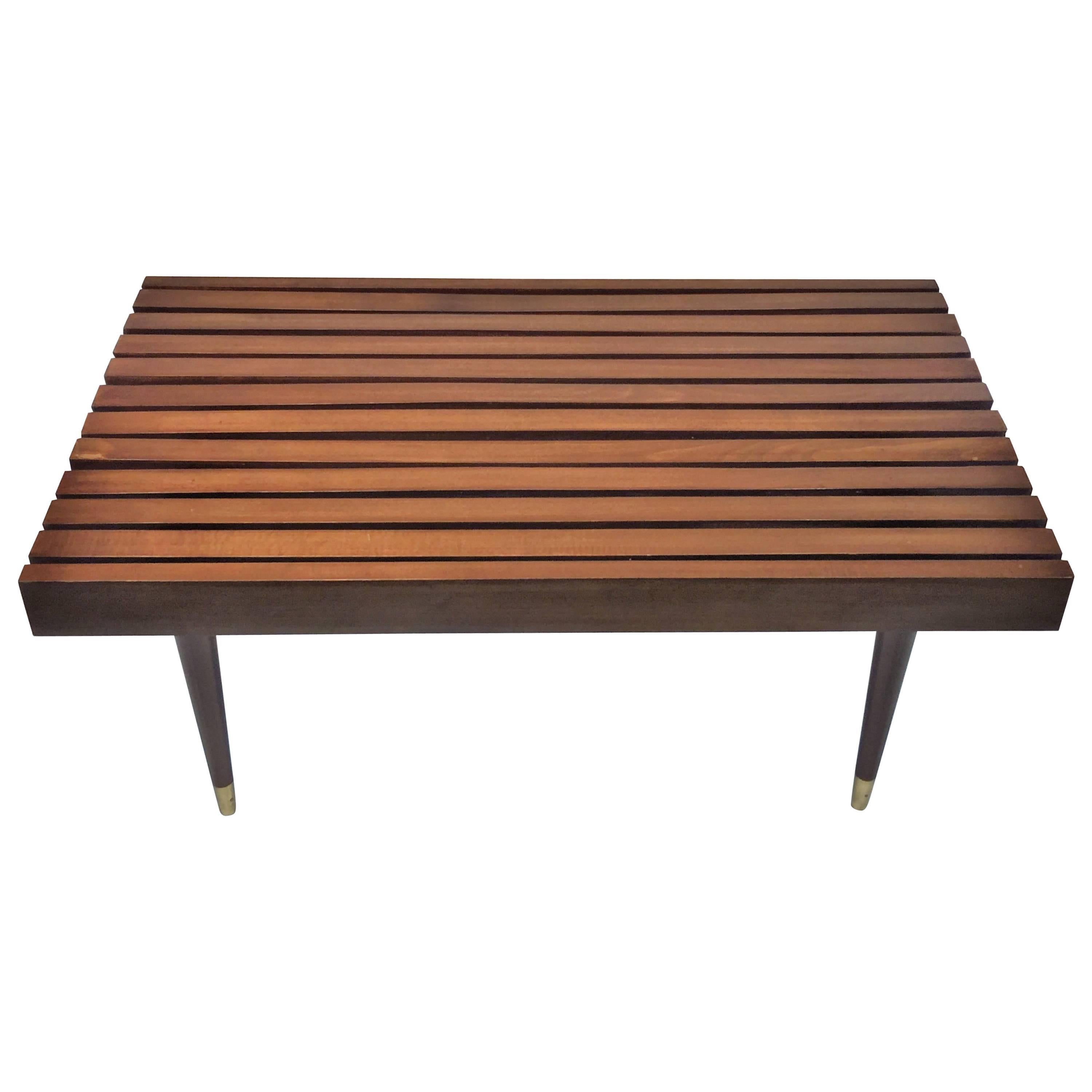 Handsome Mid-Century George Nelson Style Slat Coffee Table For Sale
