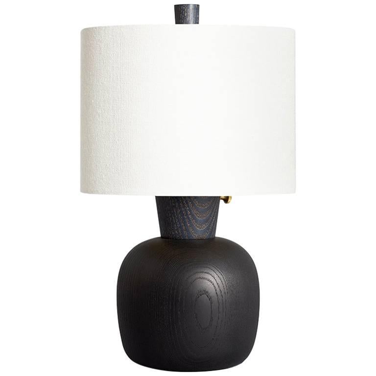 Matte Black Maple Bedside Lamp, Marty IV For Sale
