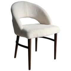 Exquisite Mid-Century Accent or Vanity Chair in Lambsfur by Frode Holm