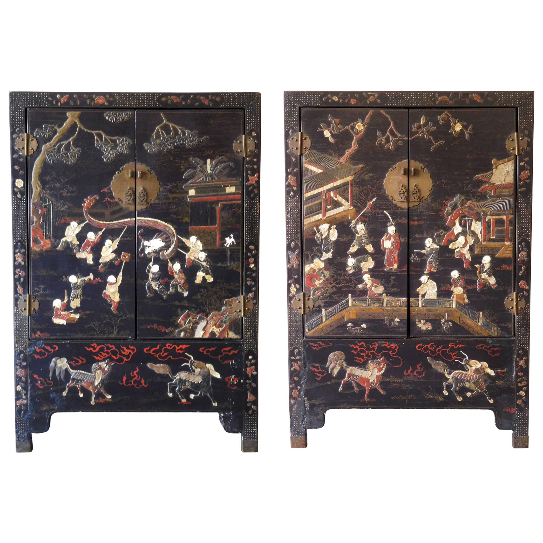 Pair of 19th Century Chinese Scholars Cabinets