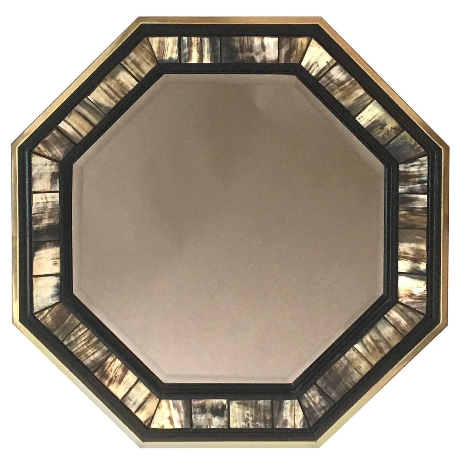 Anthony Redmile Brass and Petrified Wood Mirror For Sale