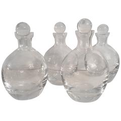 Set of Four Large Round Crystal Decanters