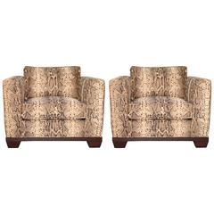 Pair of Python Baker Club Chairs 9