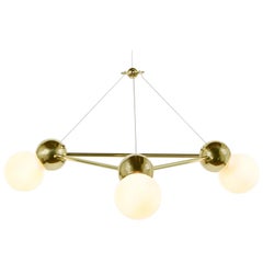 Lina 03 Light Triangle, Modern Minimal Geometric Chandelier, Polished Brass